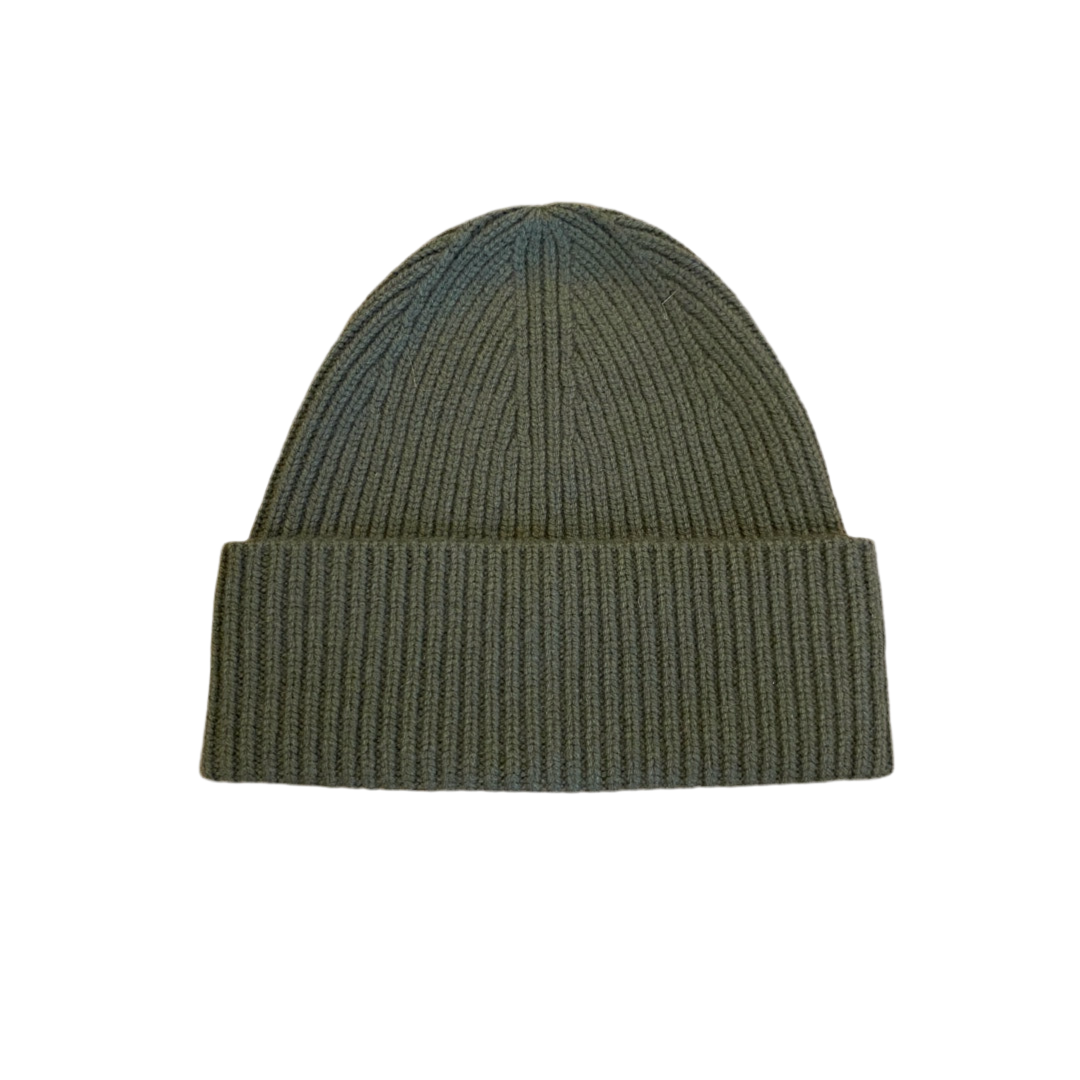 Bonnet en cachemire | vert olive foncé