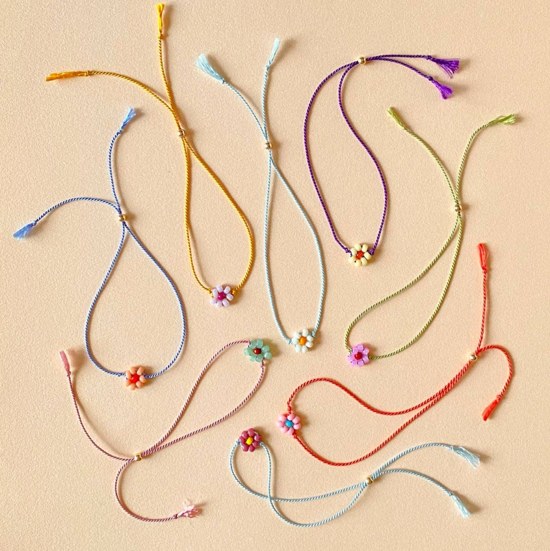 Bracelet Petite Fleur | blanc et bleu aqua