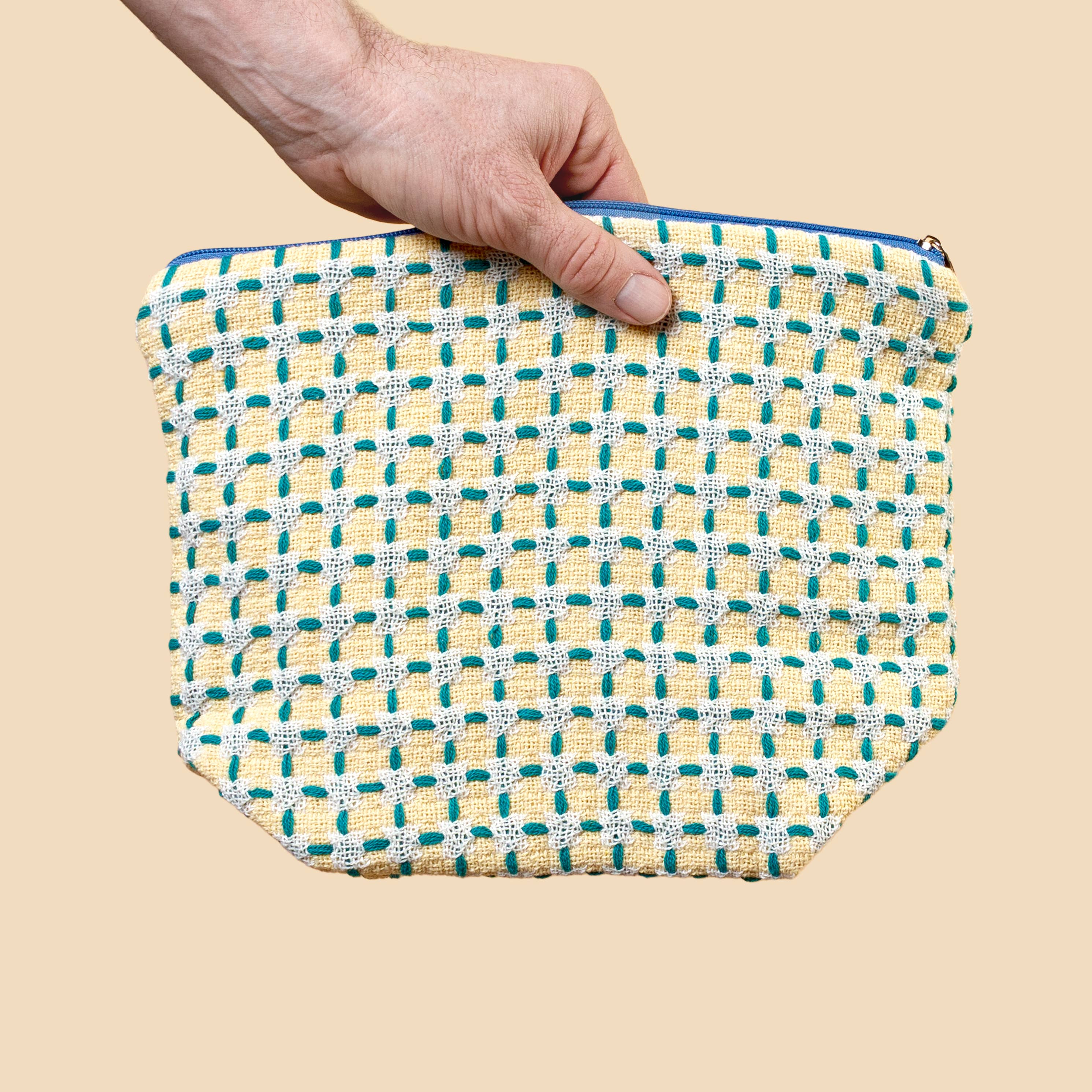 Trousse de toilette 100% coton | jaune et vert