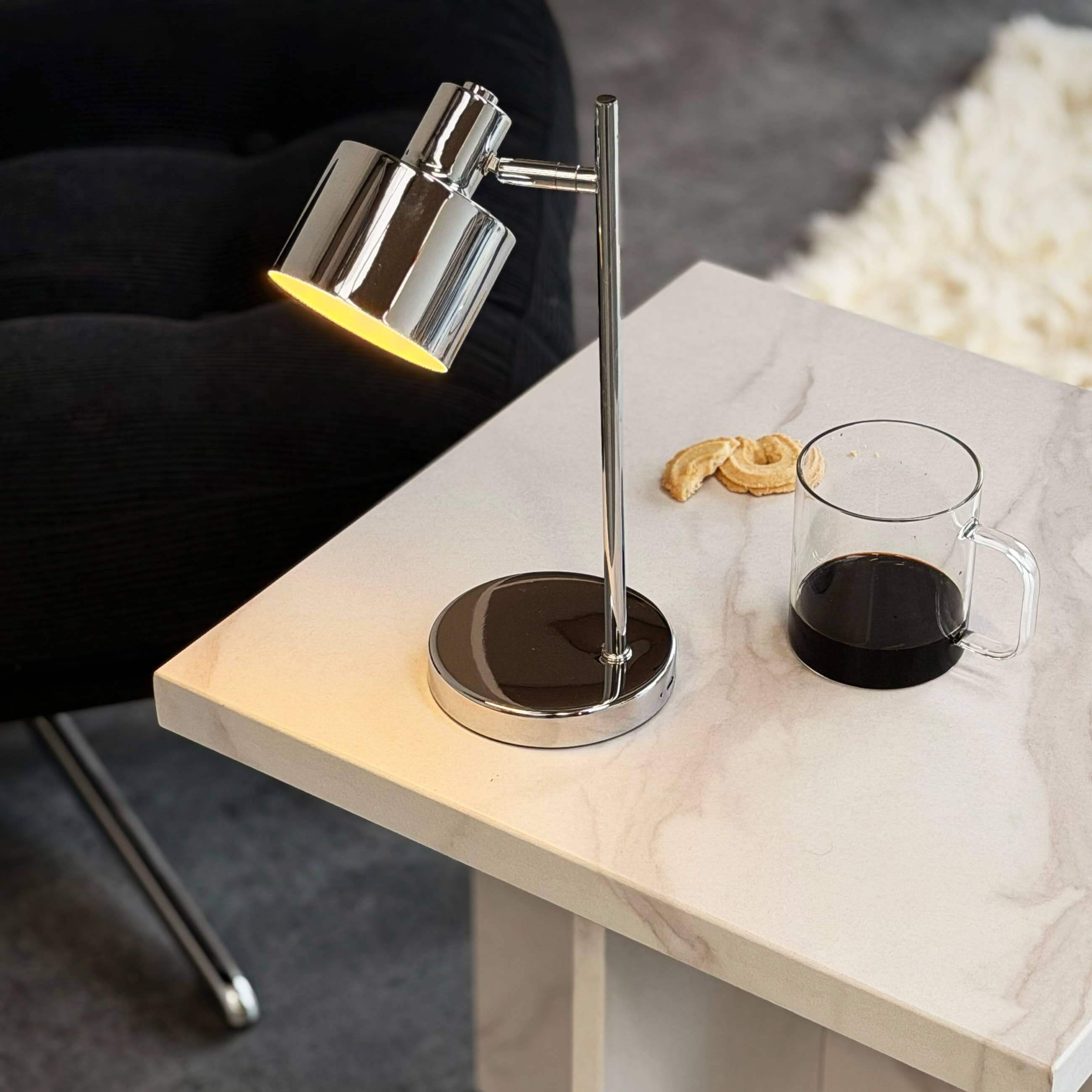 Lampe de table Ocean rechargeable | chrome
