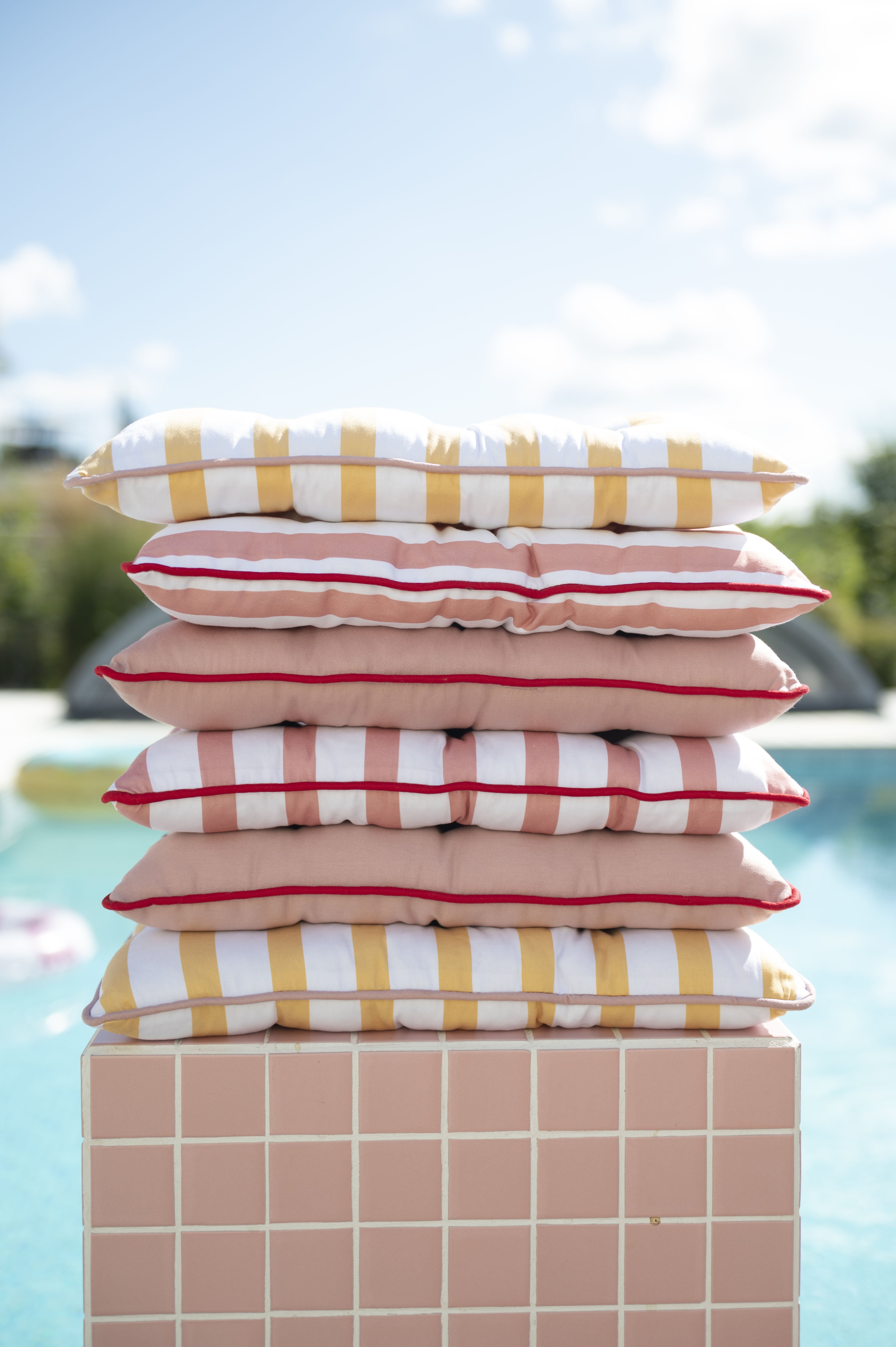 Seat Cushion 40x40cm | Pink Striped