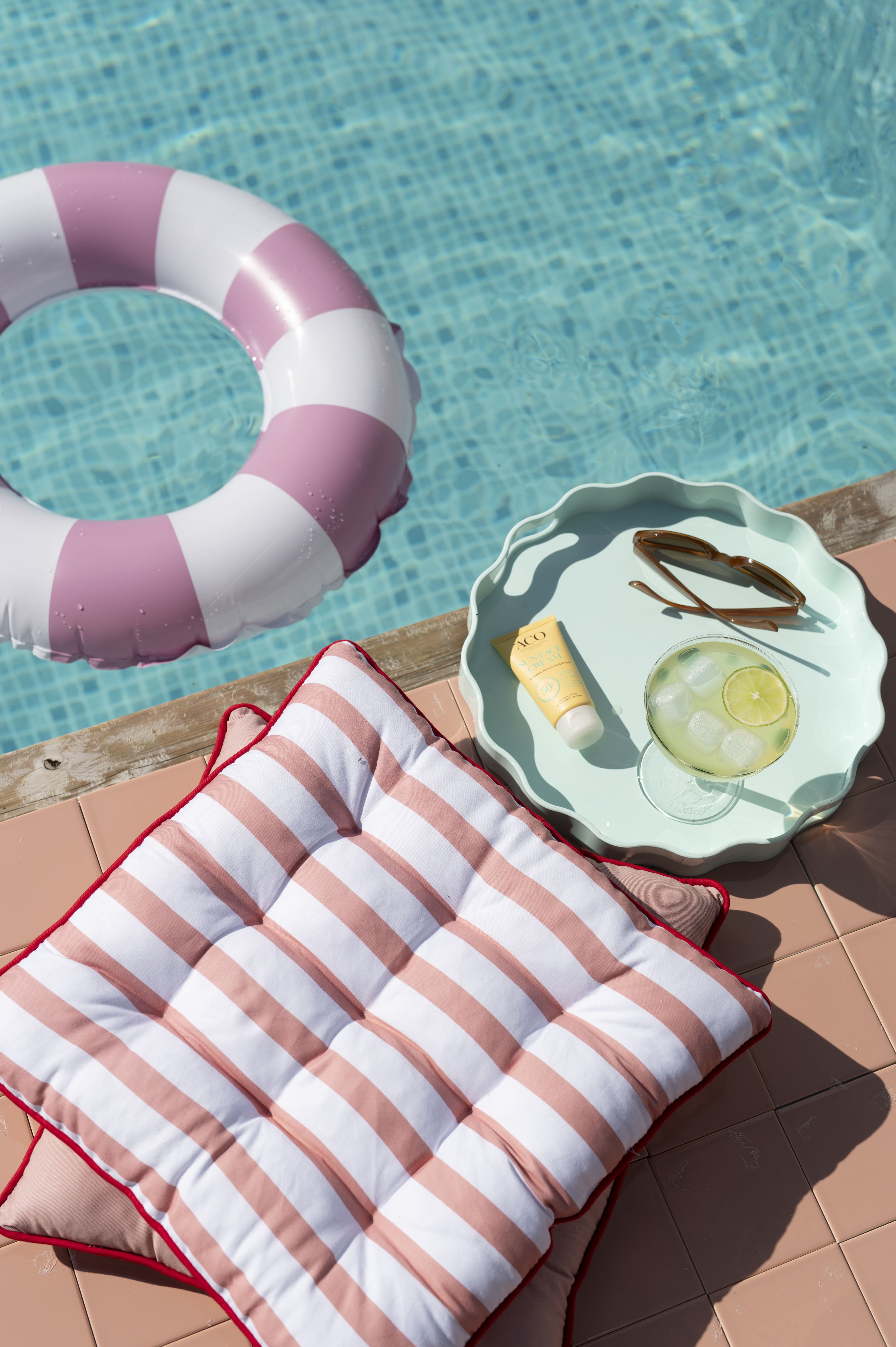 Seat Cushion 40x40cm | Pink Striped