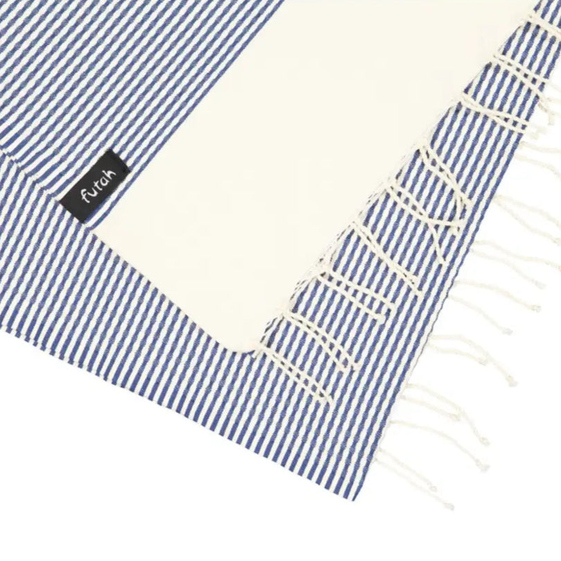 Serviette de plage Nazaré | bleu et crème