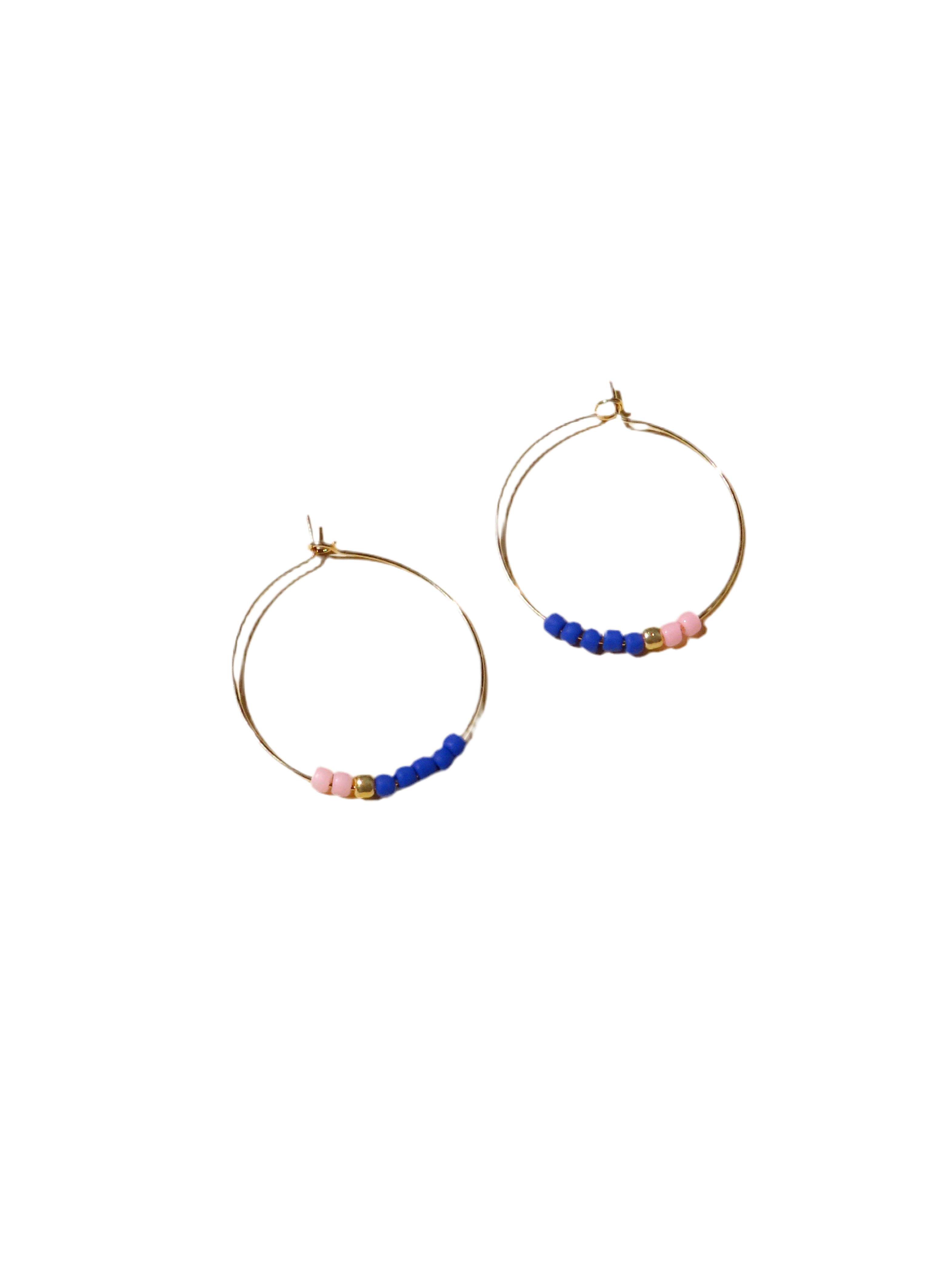 Boucles d'oreilles créoles | Perles Toho bleu + rose