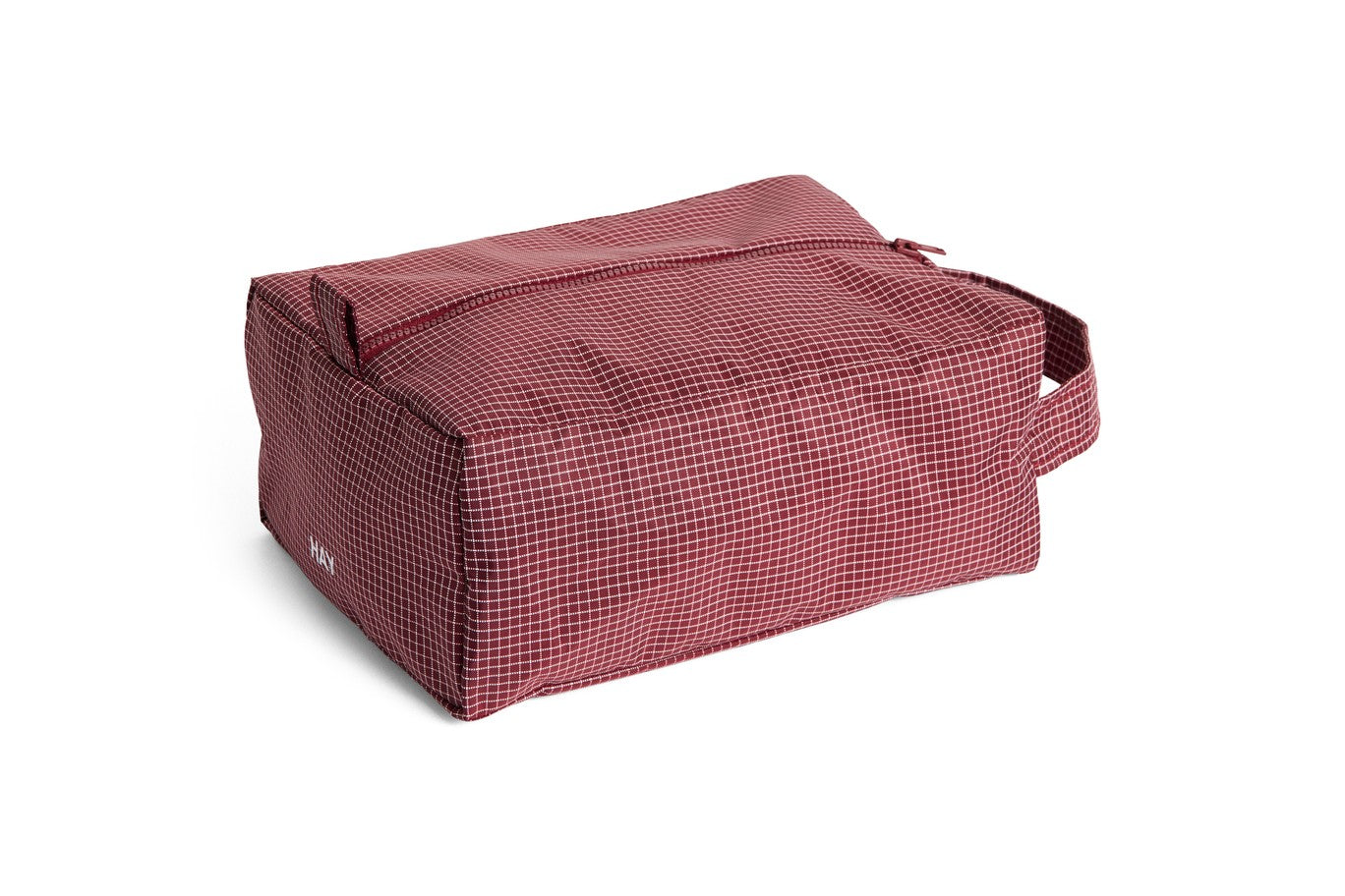 Trousse de toilette quadrillée moyenne | bordeaux