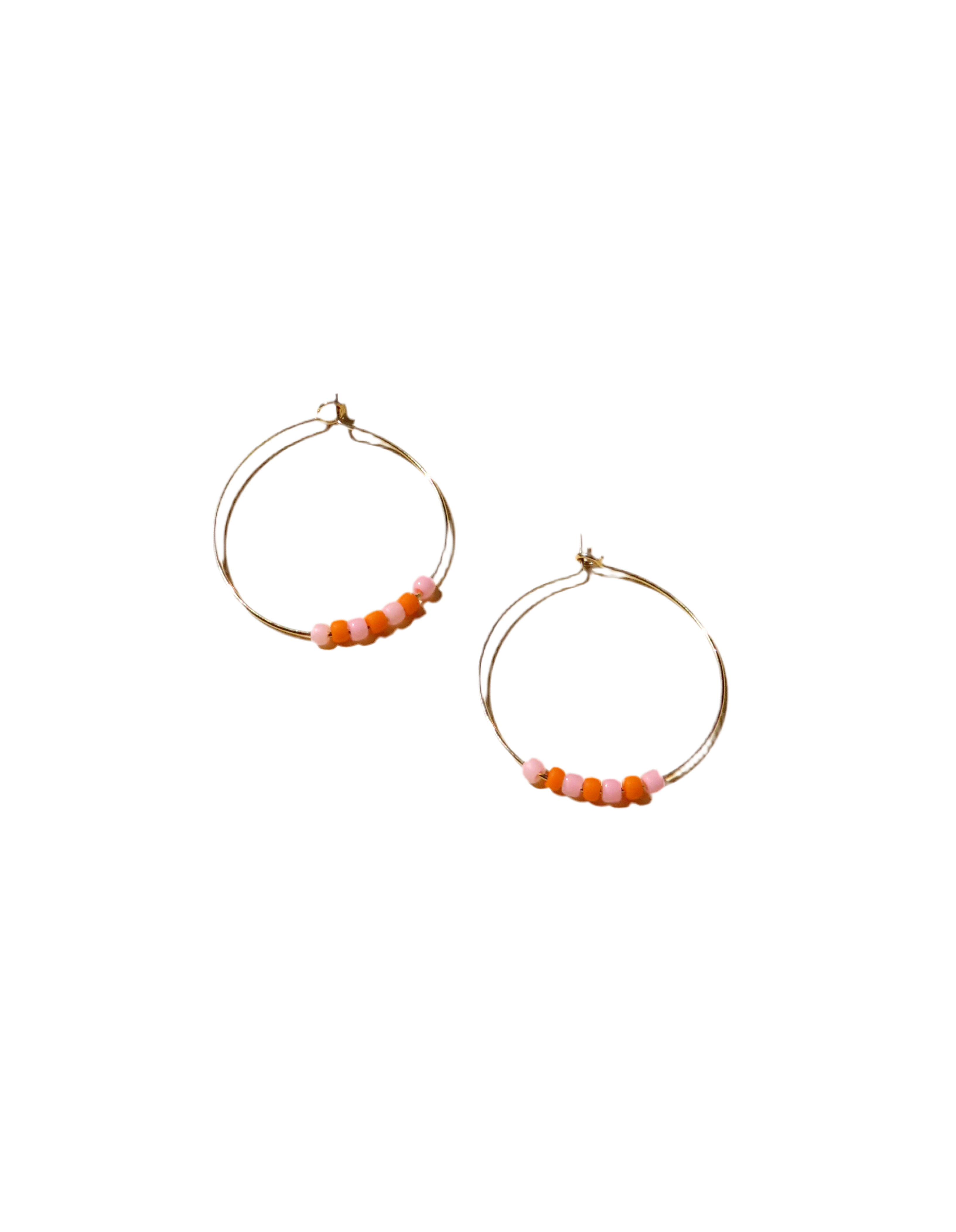 Boucles d'oreilles créoles | Perles Toho rose + orange