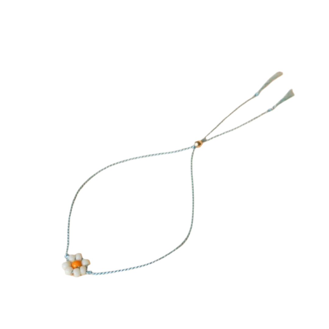 Bracelet Petite Fleur | blanc et bleu aqua