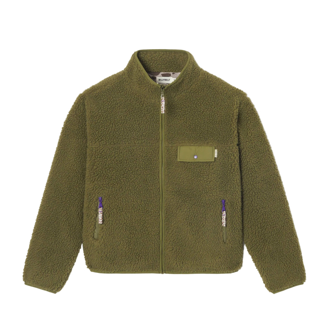 Sherpa-Jacke mit Reissverschluss | olive