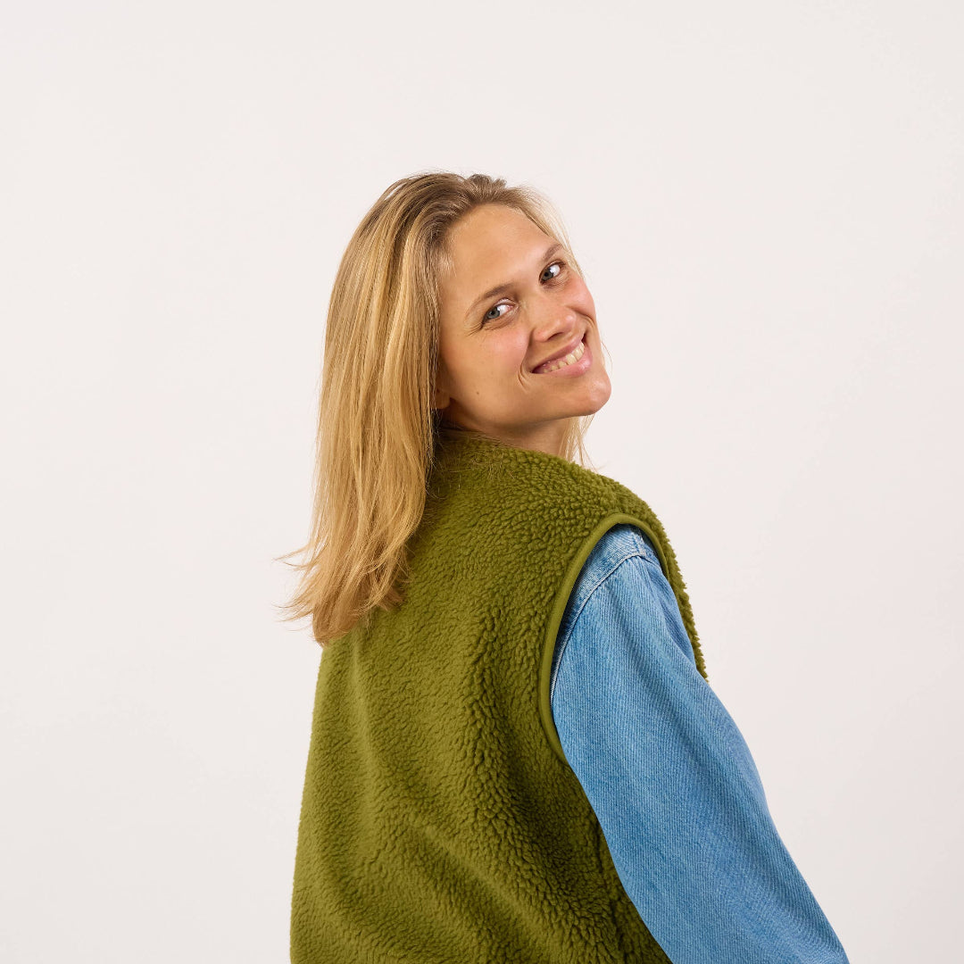 Sherpa-Weste mit Reissverschluss | olive