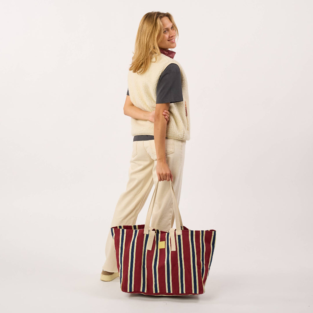 Baumwoll-Shopper | bordeaux gestreift