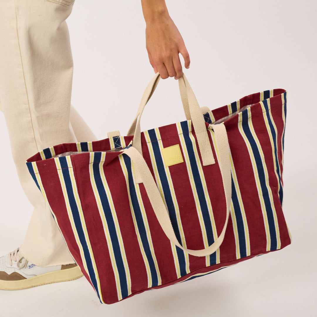 Baumwoll-Shopper | bordeaux gestreift