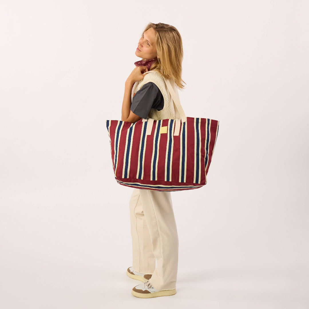 Baumwoll-Shopper | bordeaux gestreift