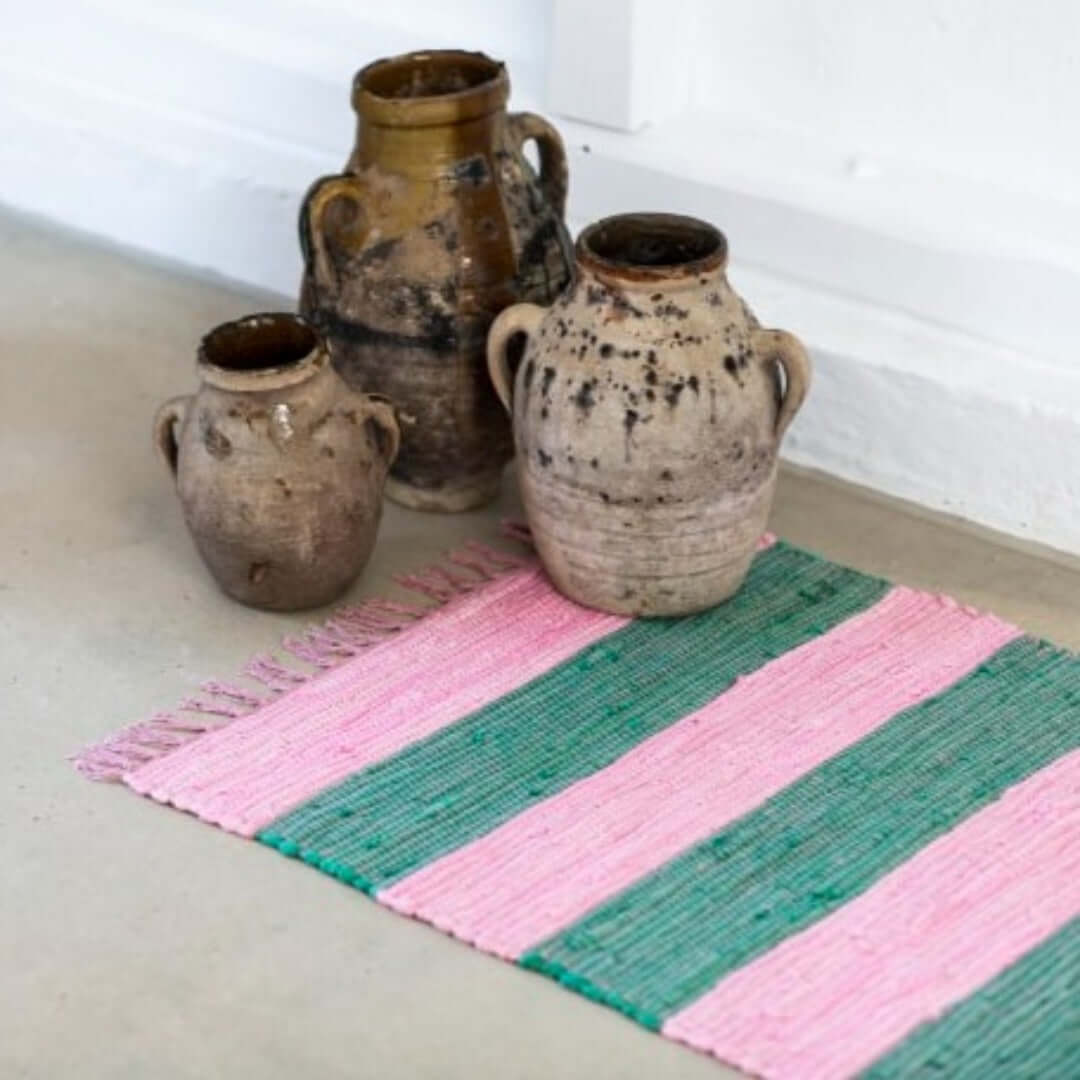 Hand-Woven Rug CHINDI | pink + green