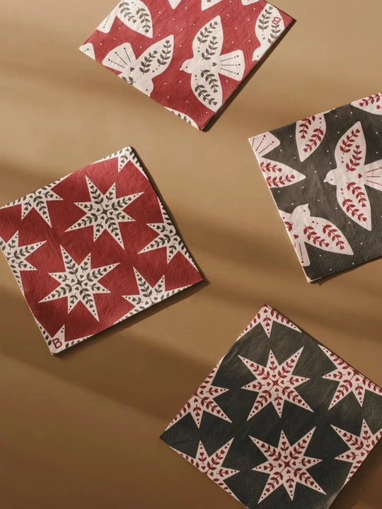 Papier Servietten Birds | burgundy
