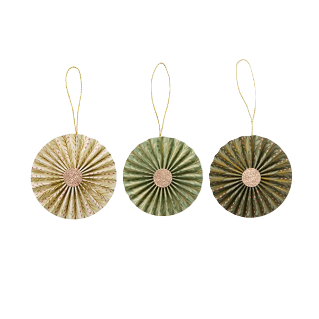 3er Set Papier Rosetten Naya Ø8cm | moss