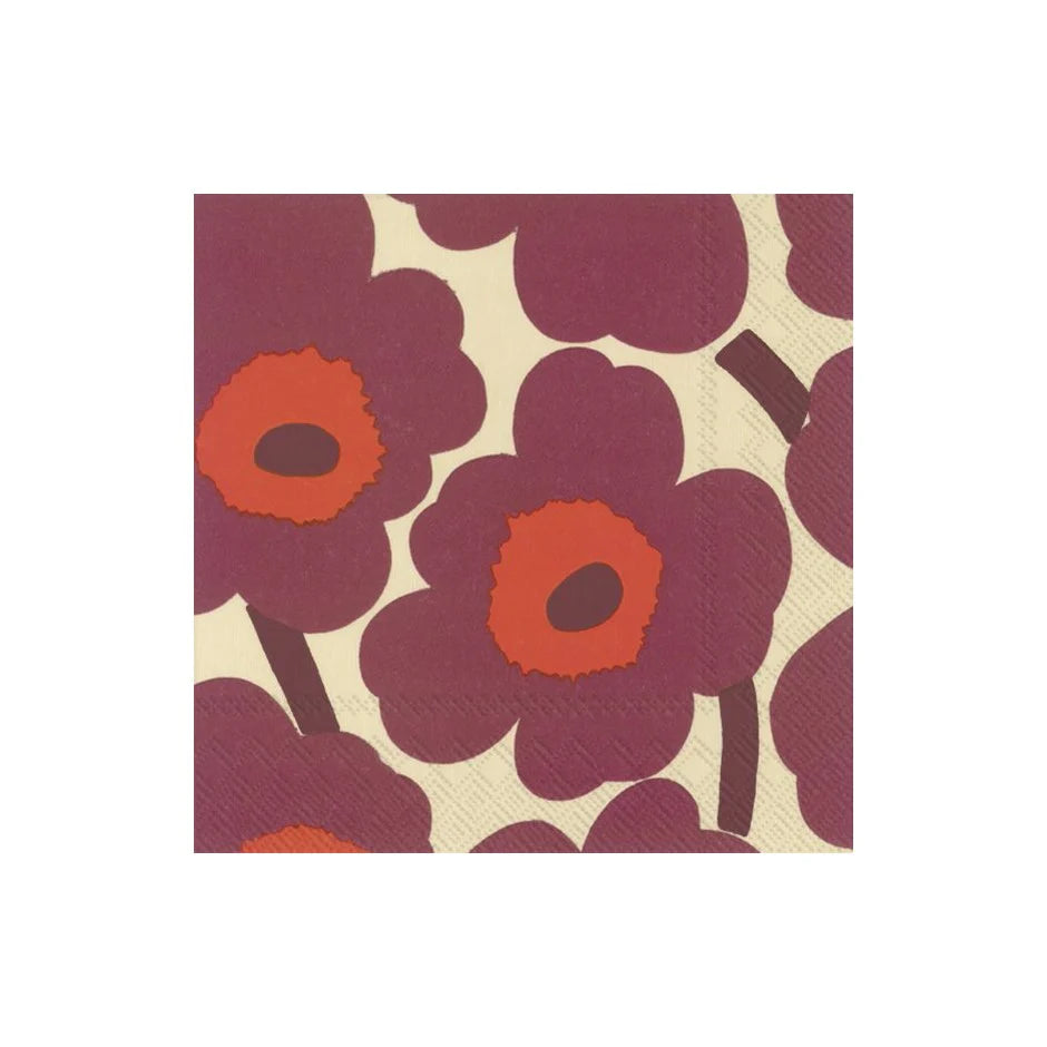 Napkins 2 Sizes | Unikko burgundy
