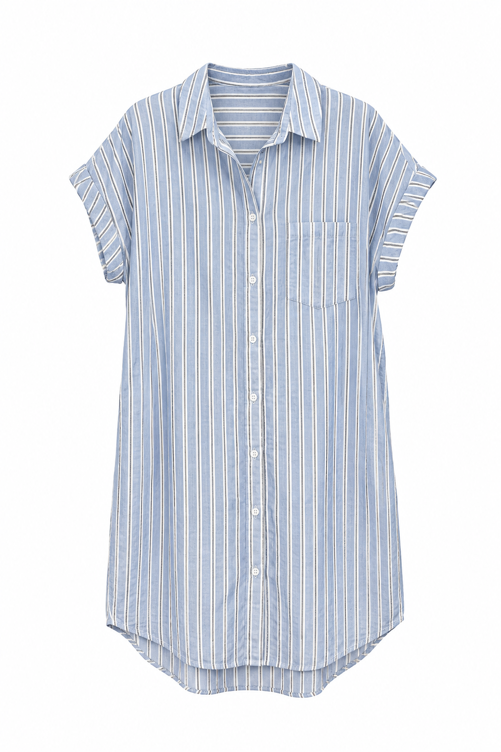 Tunika Kurzarm | stripes hellblau, weiss, anthrazit