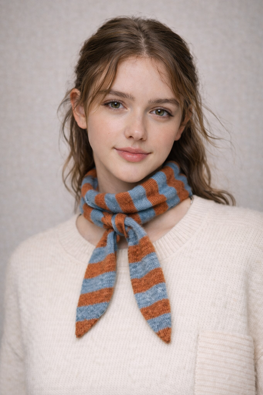 Sophie Schal Streifen Kaschmir | bleu/ocre