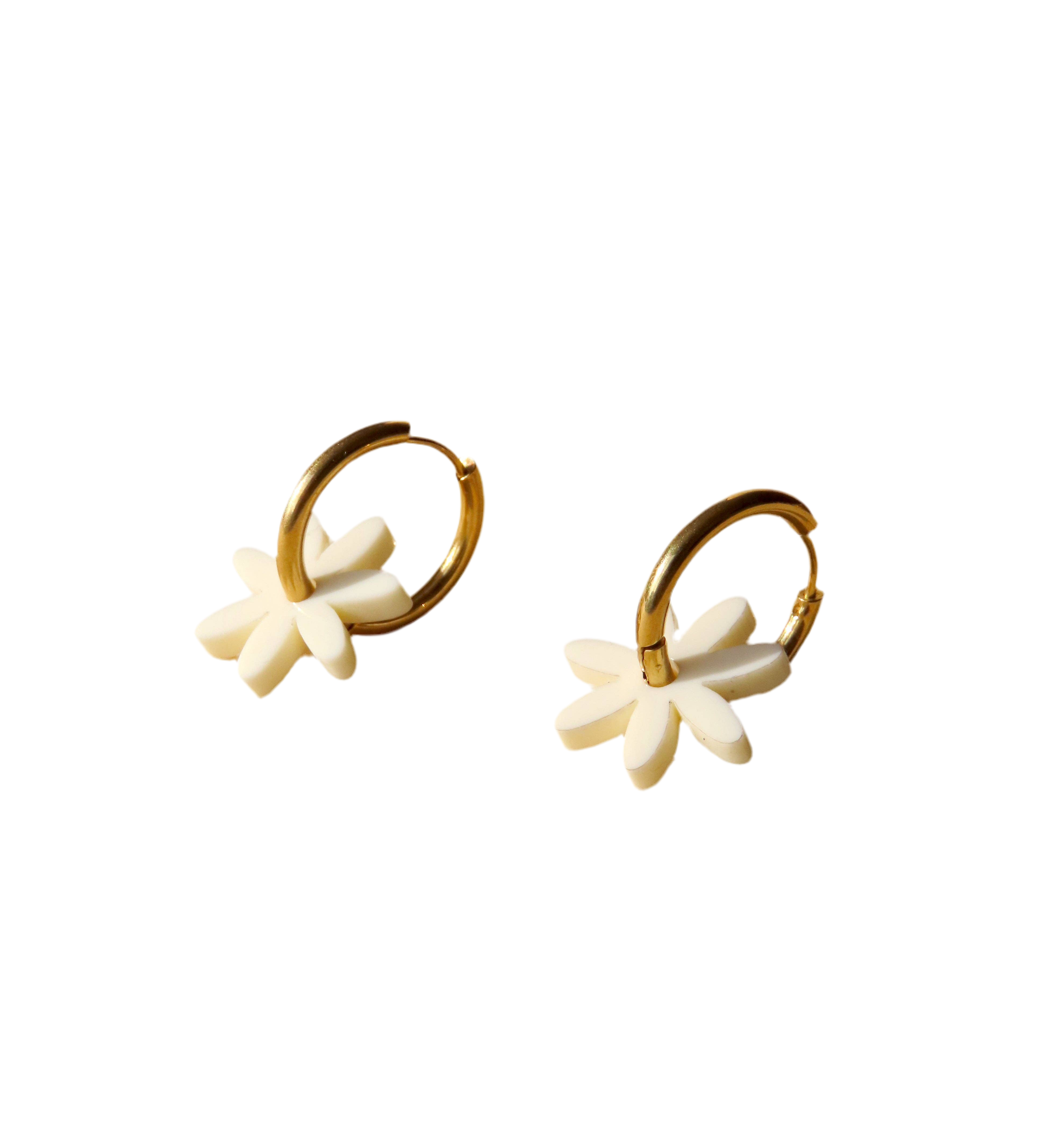 Earrings Hoops | white Daisy