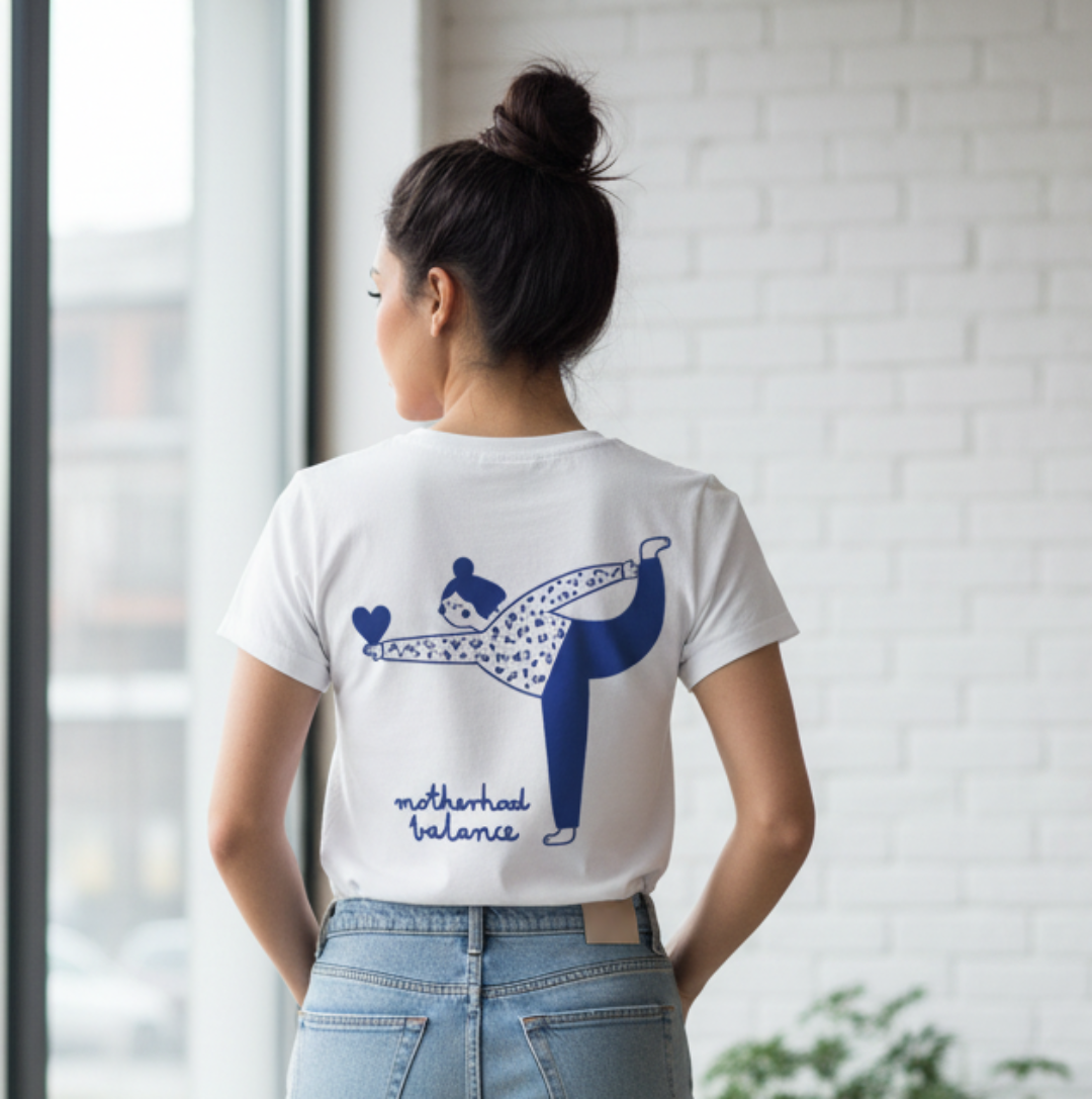 T-Shirt MOTHERHOOD BALANCE | weiss, blau