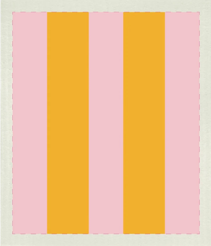Schwammtuch Stripes Love | rose & yellow