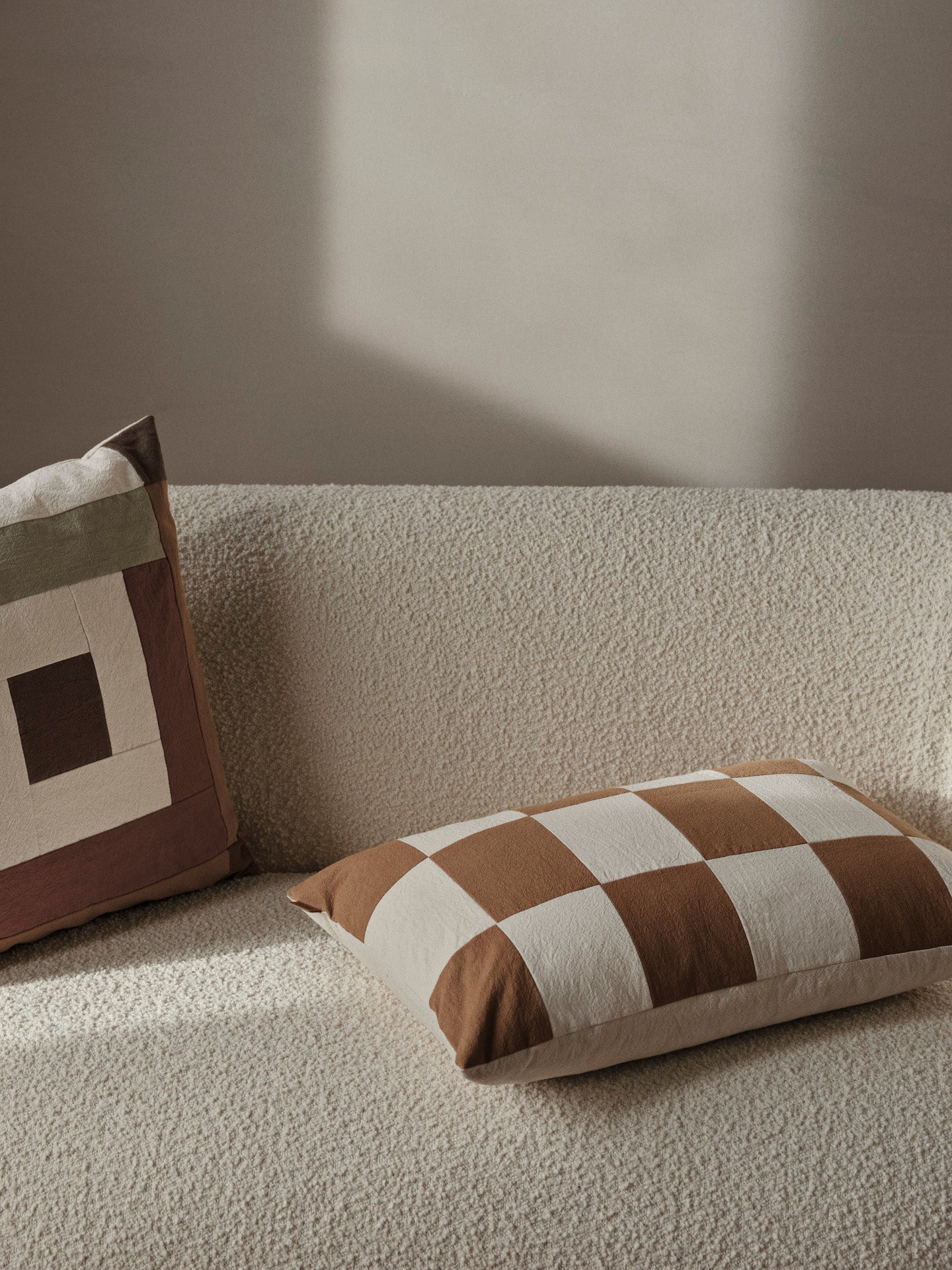 Coussin Fold Patchwork (40x60) | marron, écru