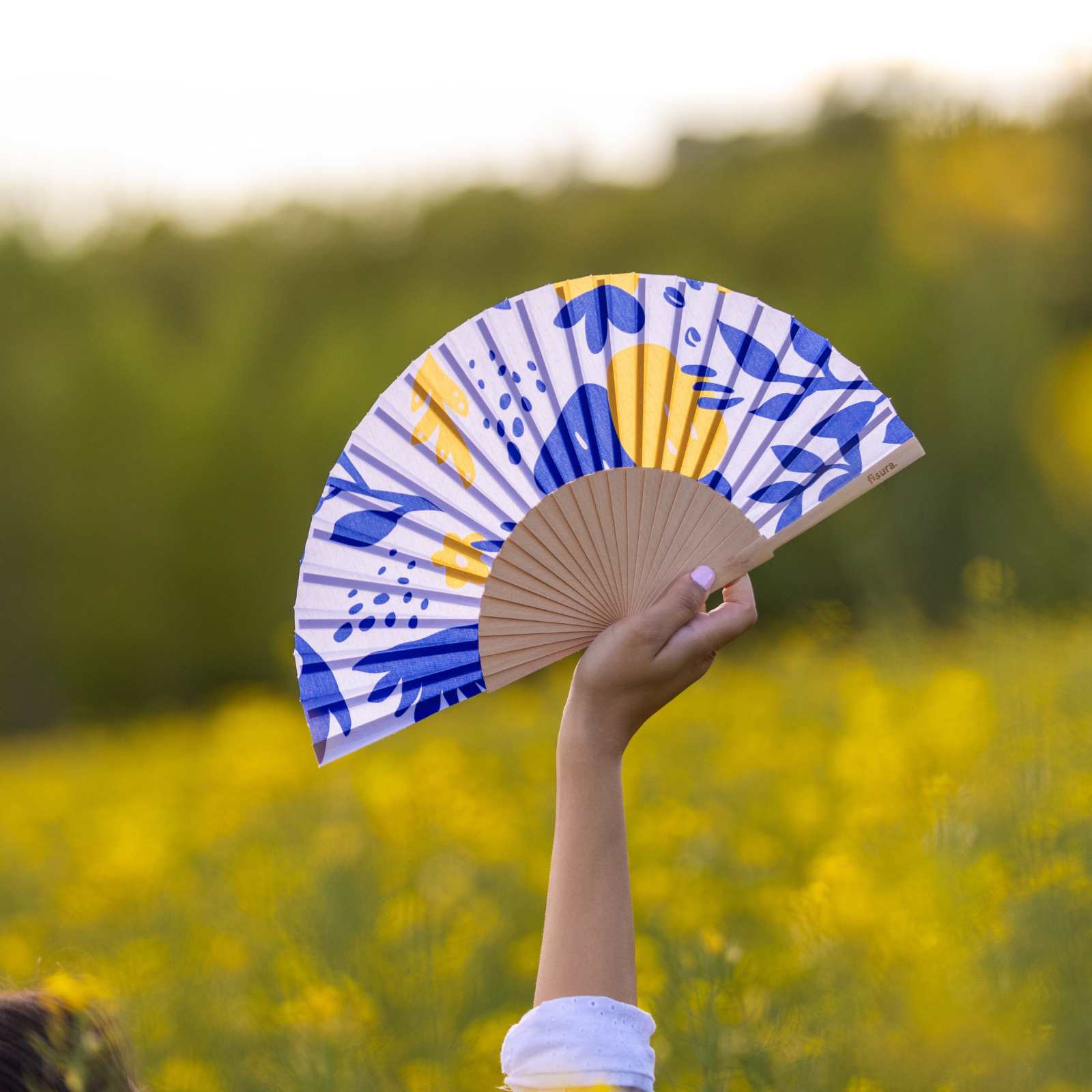 Handfächer | blue & yellow