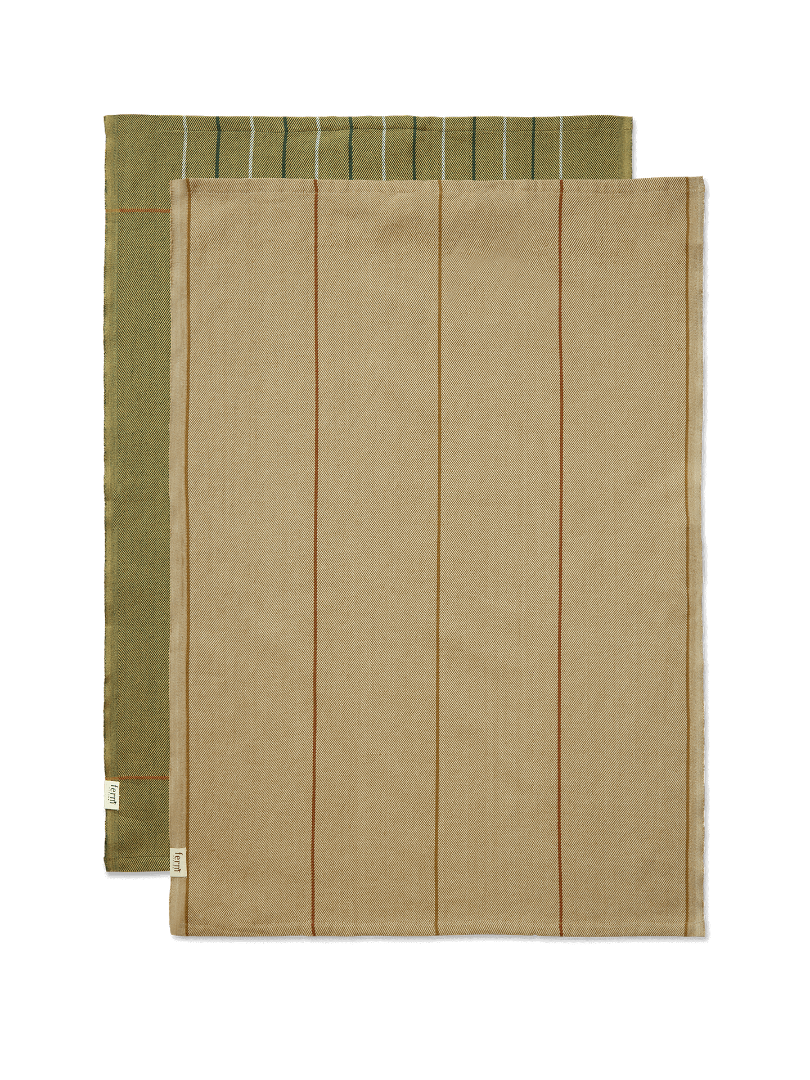 Lot de 2 torchons Ito | beige, vert