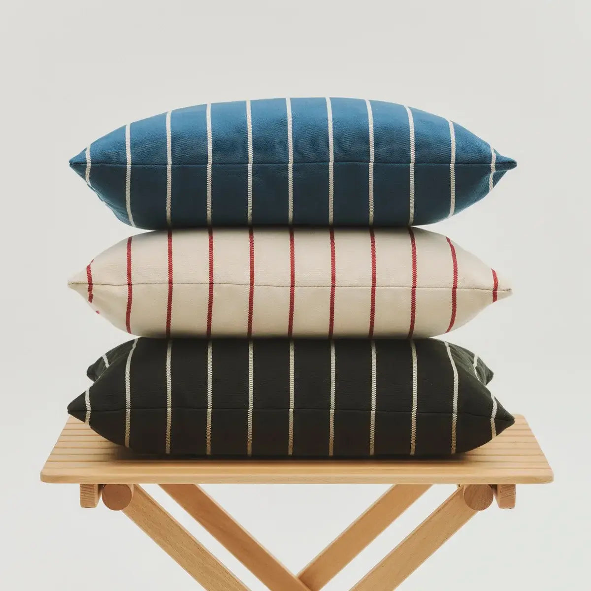 Outdoor Market Cushion | beige with red stripes