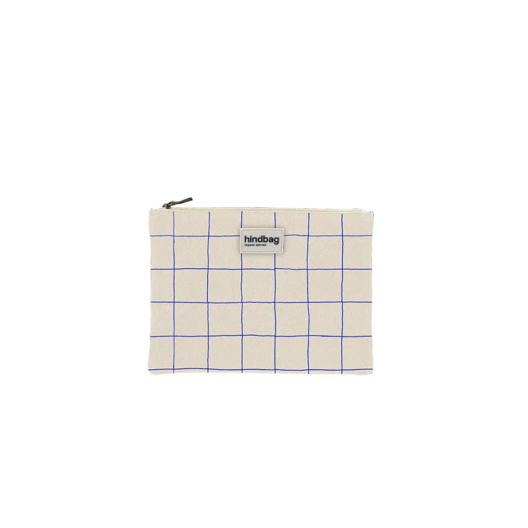 Pouchette Ema | kariert ecru, blau