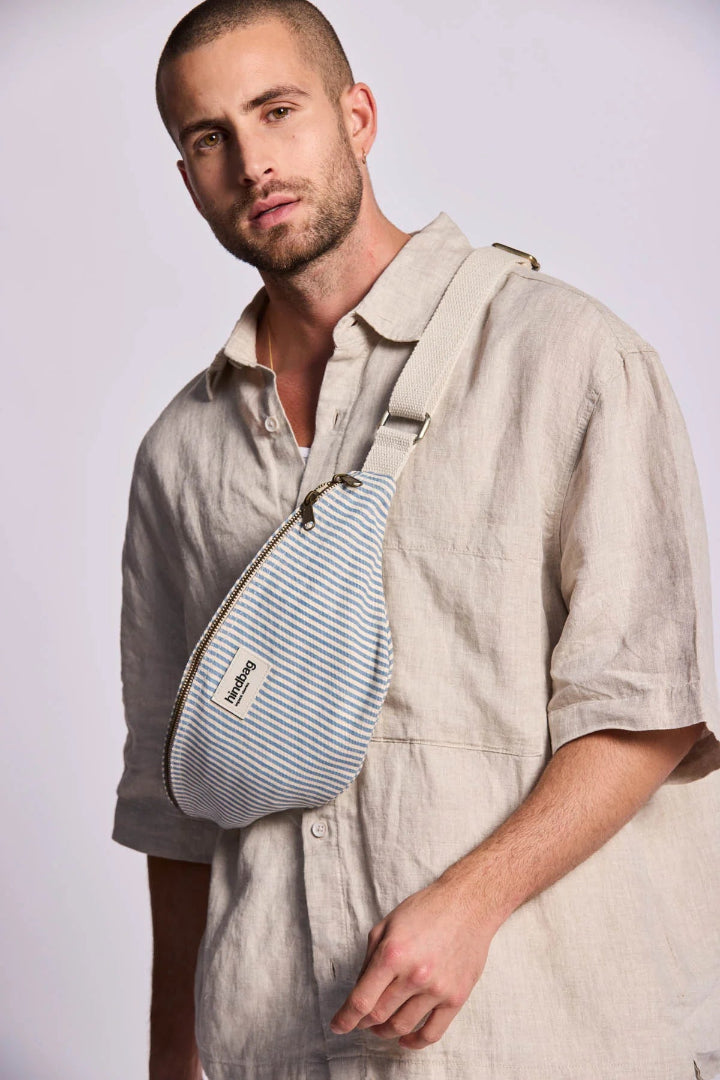 Sac banane Olivia rayé | bleu