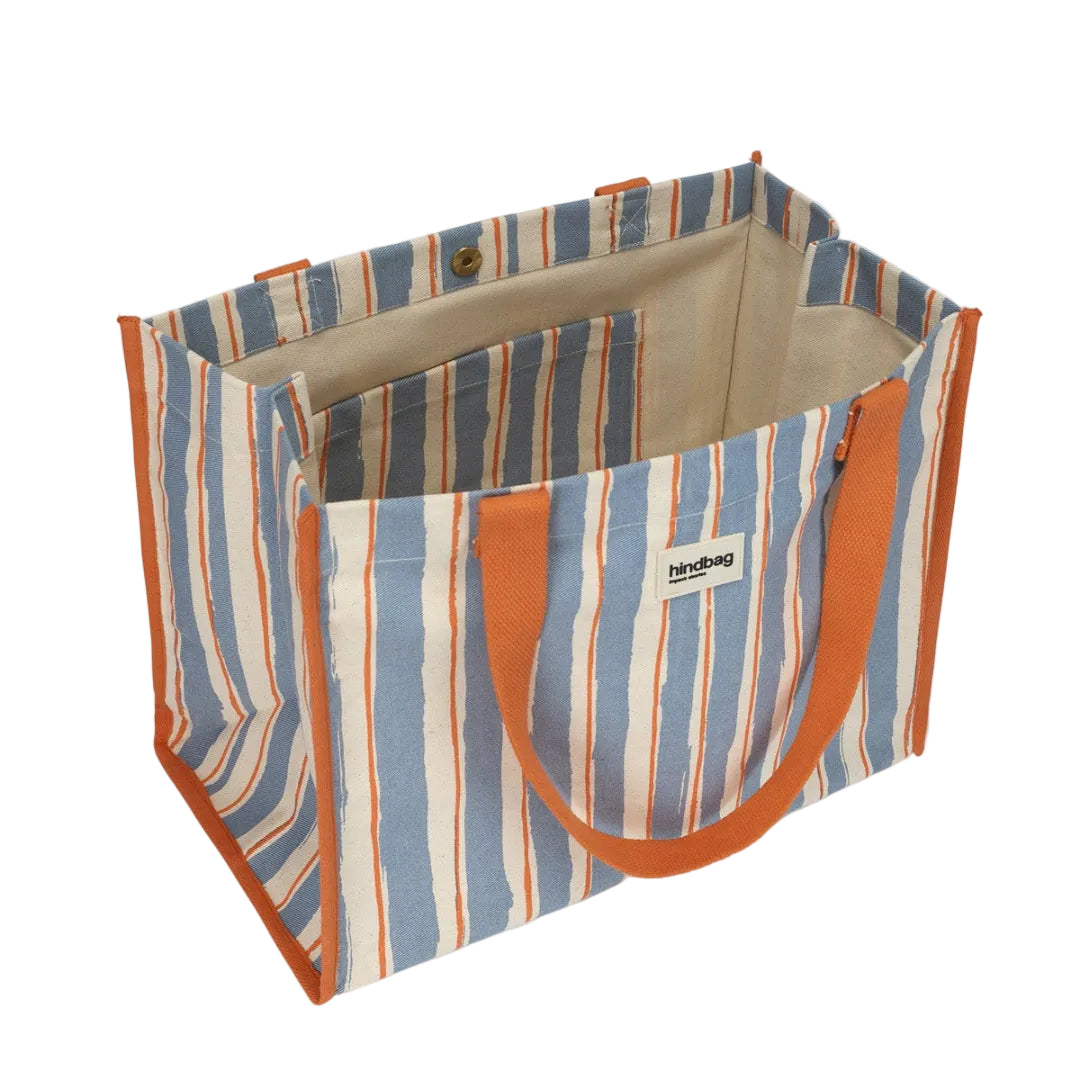Sac Cobas Claude rayé | orange, bleu, écru