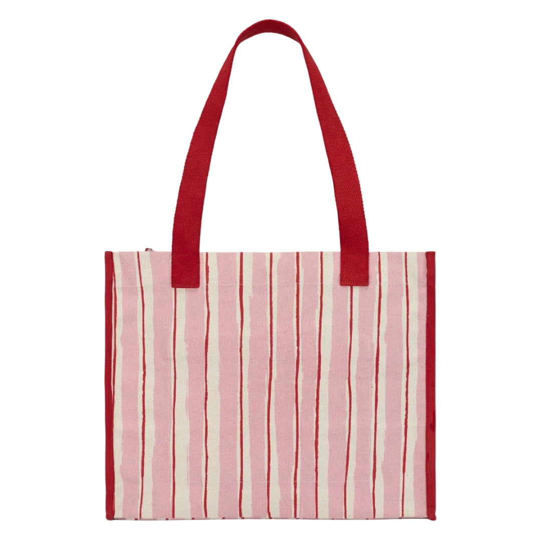 Sac Cobas Claude rayé | rose, rouge, écru
