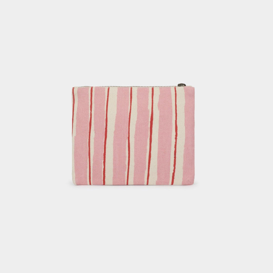 Pouch Lou striped | pink, red, ecru