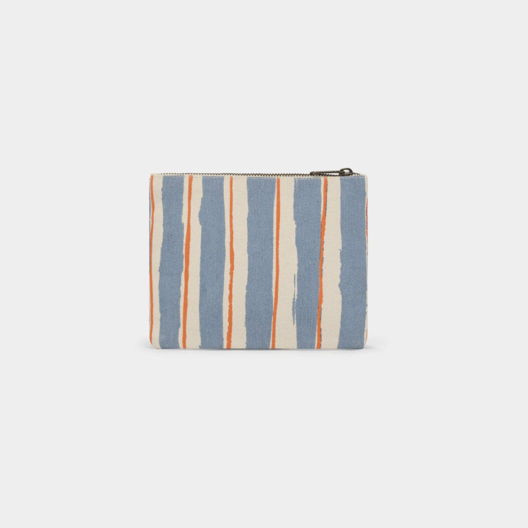 Pochette Lou rayée | orange, bleu, écru