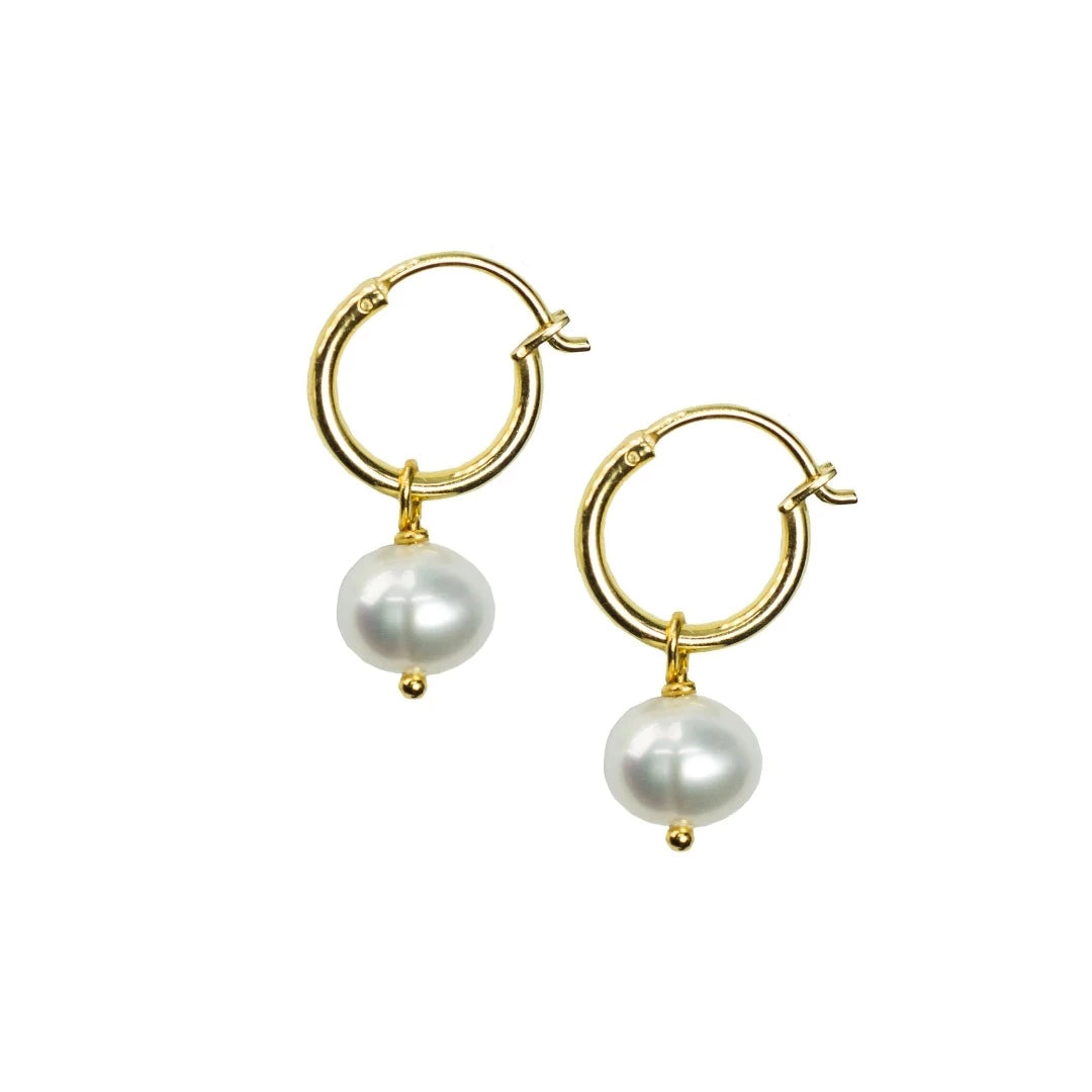 Boucles d'oreilles mini créoles avec perles