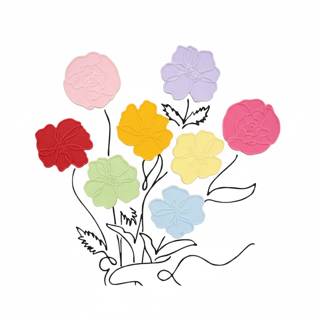 Silicone Glass Coaster Peony | pink