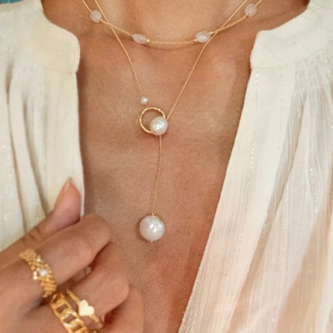 Circle Necklace with Pearl