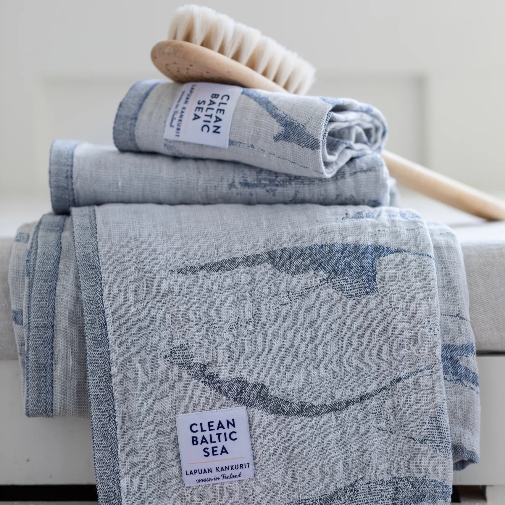 Tea towel Aallokko | linen-blue
