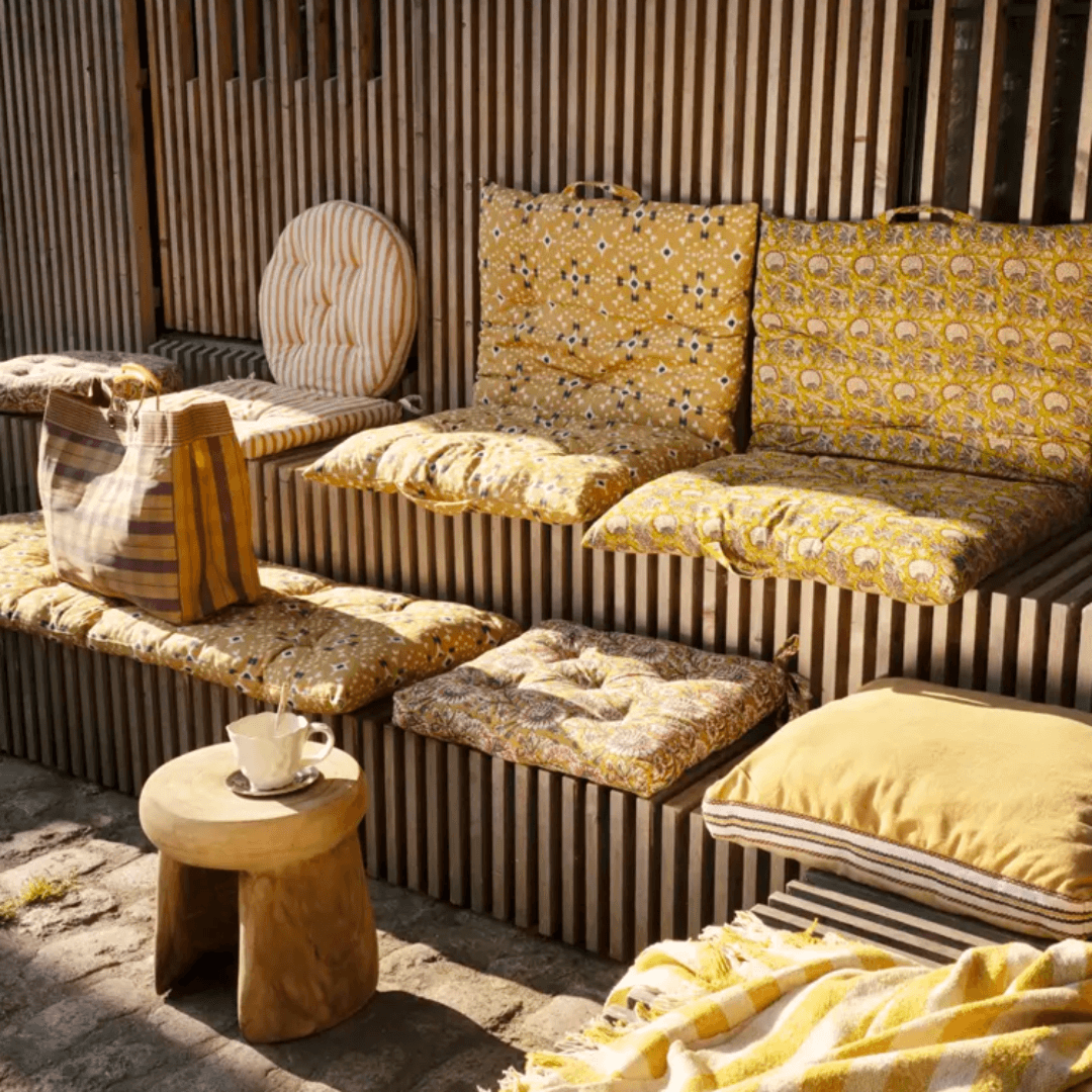 Seat Cushion | striped mustard
