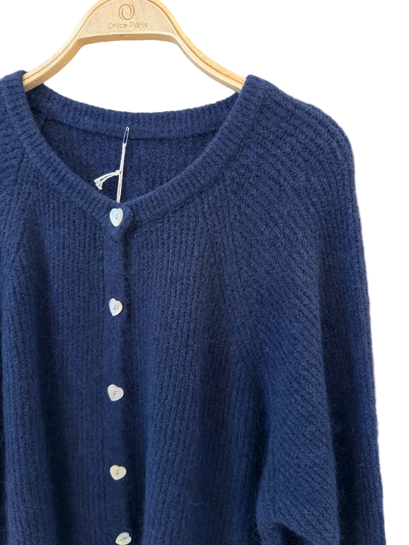 Cardigan aus Alpaka & Wolle | navy