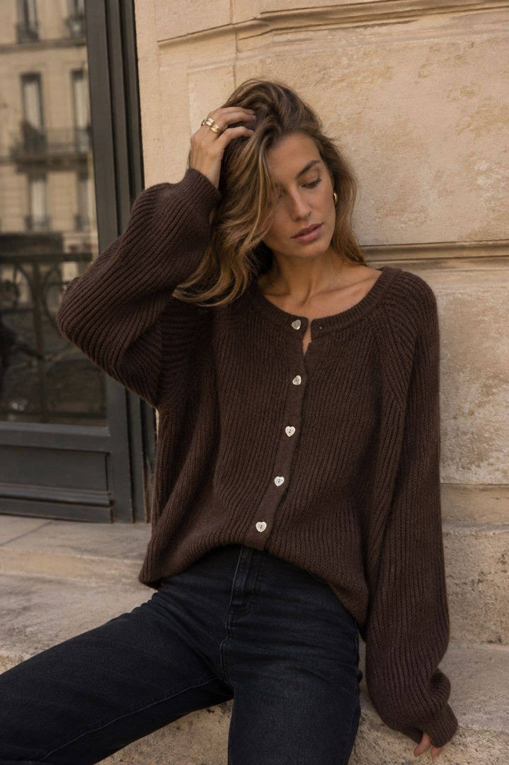 Cardigan aus Alpaka & Wolle | choco