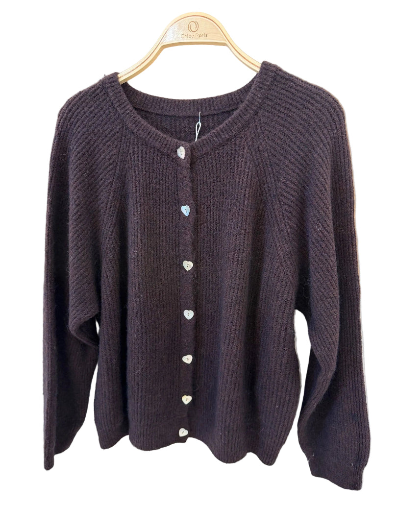Cardigan aus Alpaka & Wolle | choco