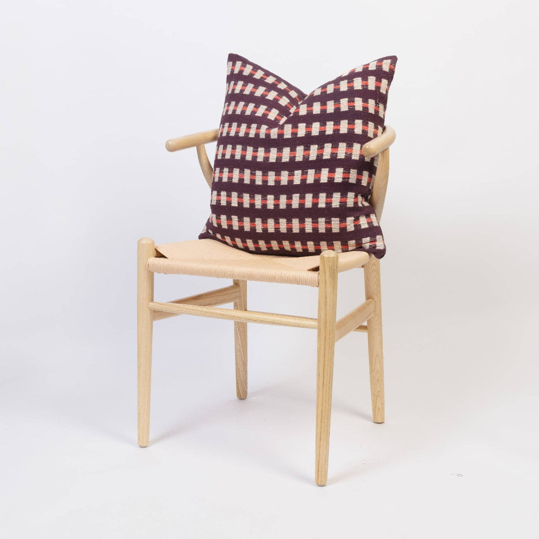 Housse de coussin décorative en tissu de coton : Hila bordeaux