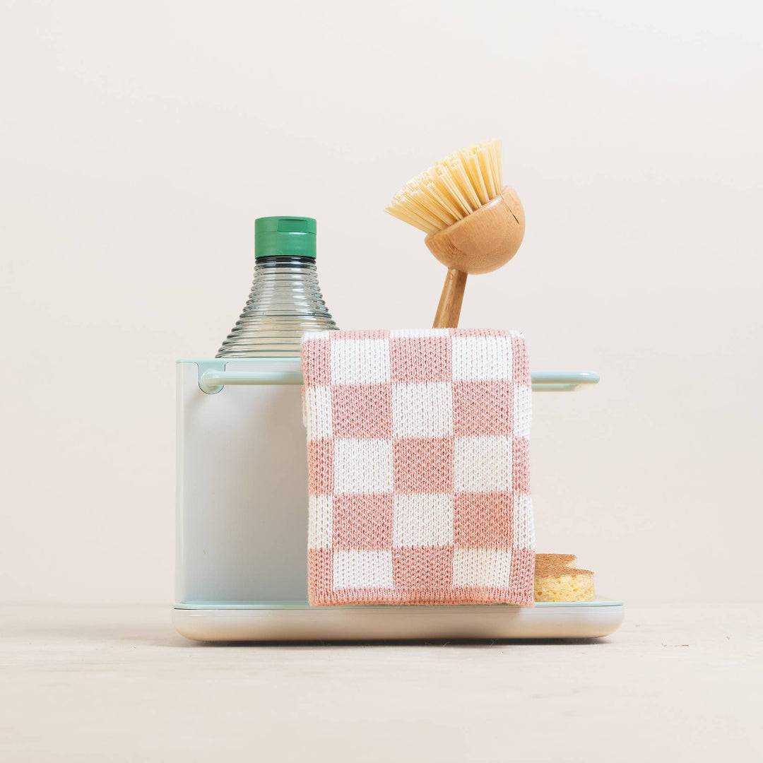 Chiffons à vaisselle en coton réutilisables et écologiques : Carreaux moutarde