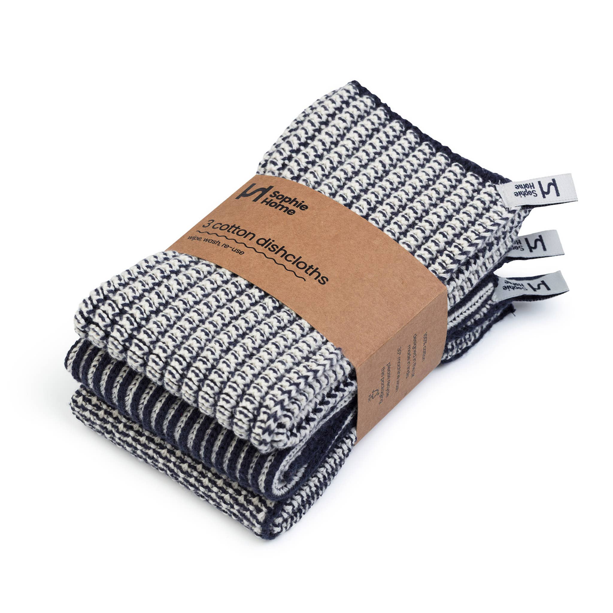 3-pack Ribbed Dishcloth | Navy