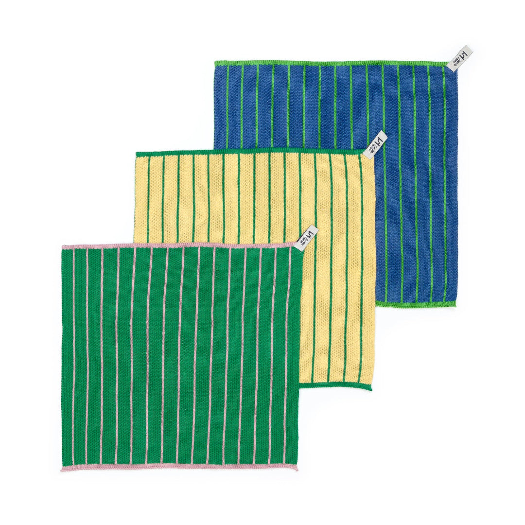 Chiffons à vaisselle en coton réutilisables et écologiques : rayés verts