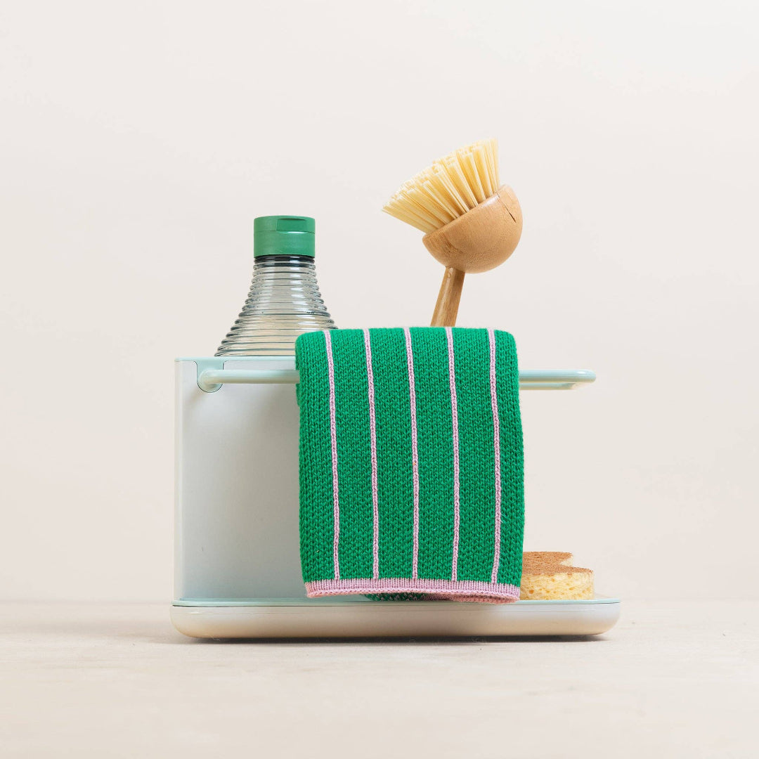 Chiffons à vaisselle en coton réutilisables et écologiques : rayés verts