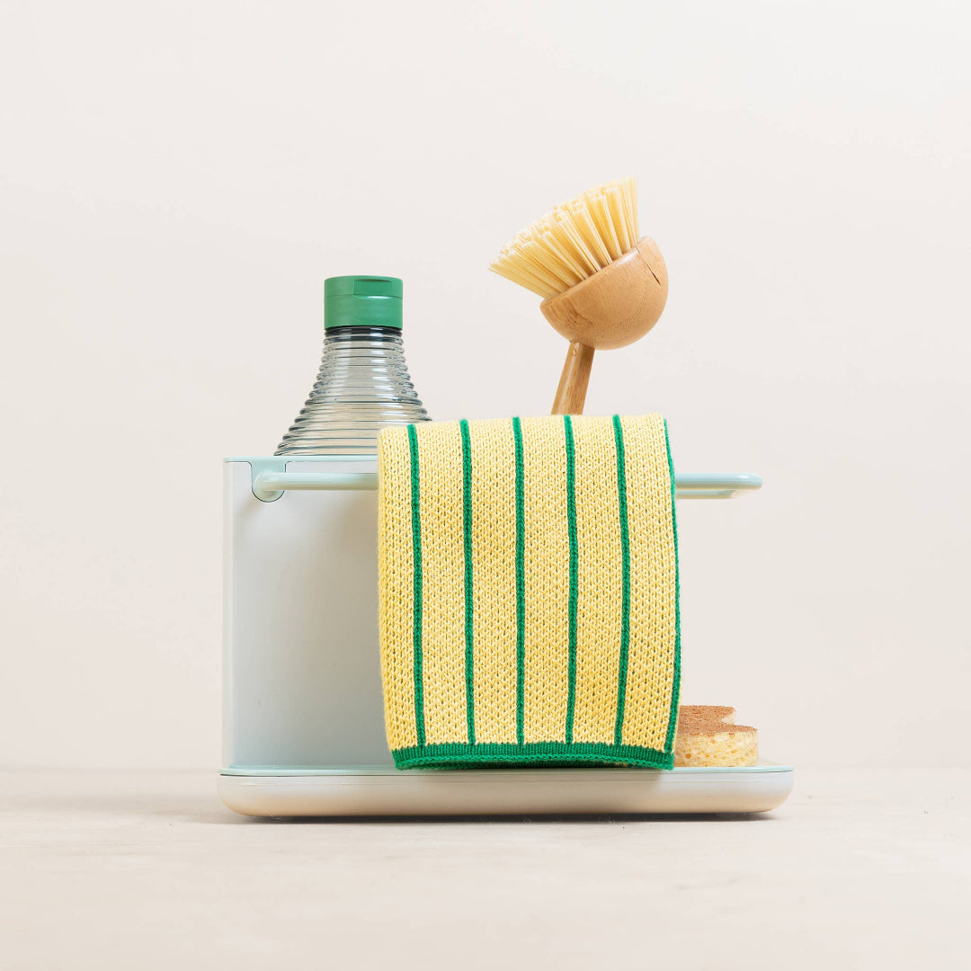 Chiffons à vaisselle en coton réutilisables et écologiques : rayés verts