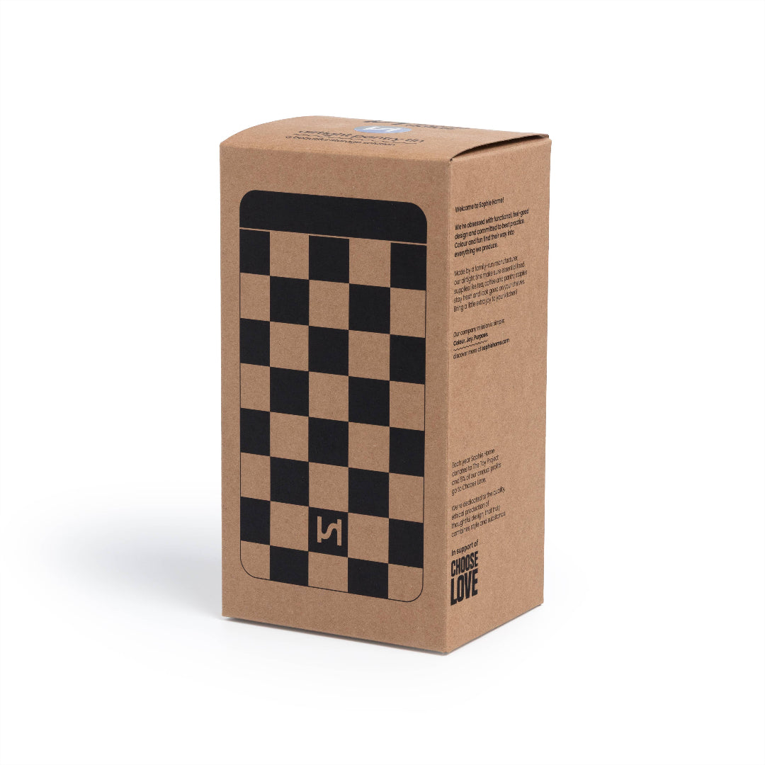 Boîte de conservation hermétique en métal : carreaux bleu marine